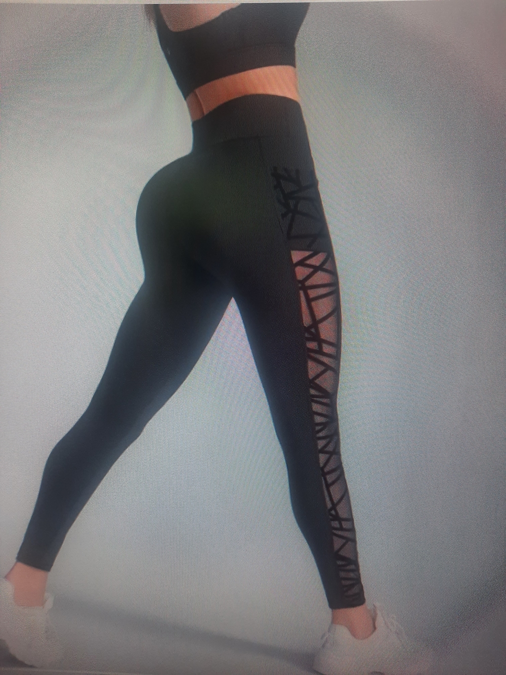 Black High-Waist Leggings with Side Mesh Cutouts